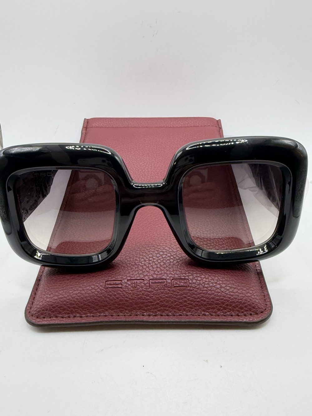 Etro Black Oversized Square Sunglasses with Gradient Lenses